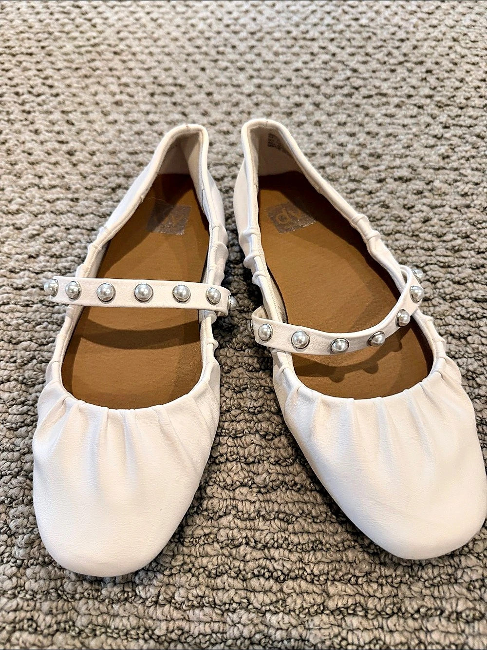 Girls White Studded Mary Jane Shoes Size 3